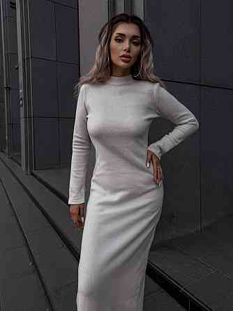 Жіноча стильна тепла сукня ангора рубчик Молочний Одеса