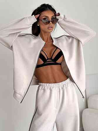 Женский стильный повседневный костюм двойка двухнить петля Бежевый, 42/44 Одесса