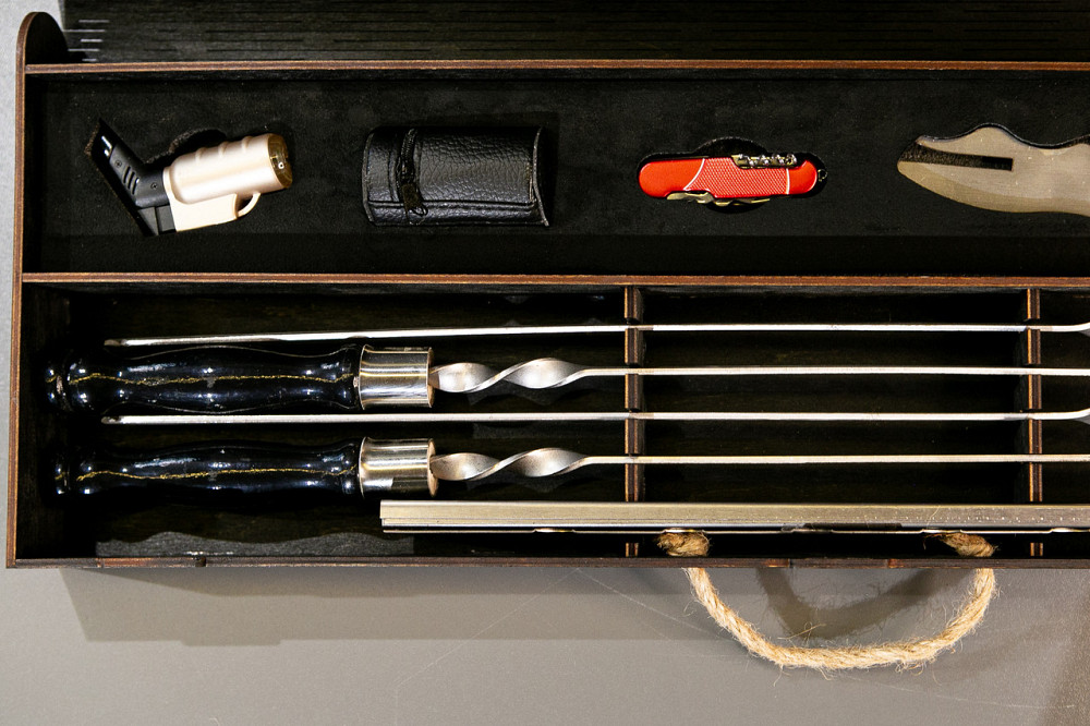 Шампури подарункові набір бокс для пікніка гриля та барбекю Оригінальні Віп подарунки на день народження татові, хлопцю, Тернопіль - фото 6