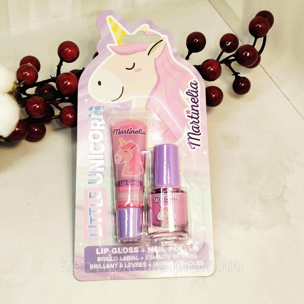 Набір блиск для губ та лак для нігтів Little Unicorn Martinelia Львів - фото 1