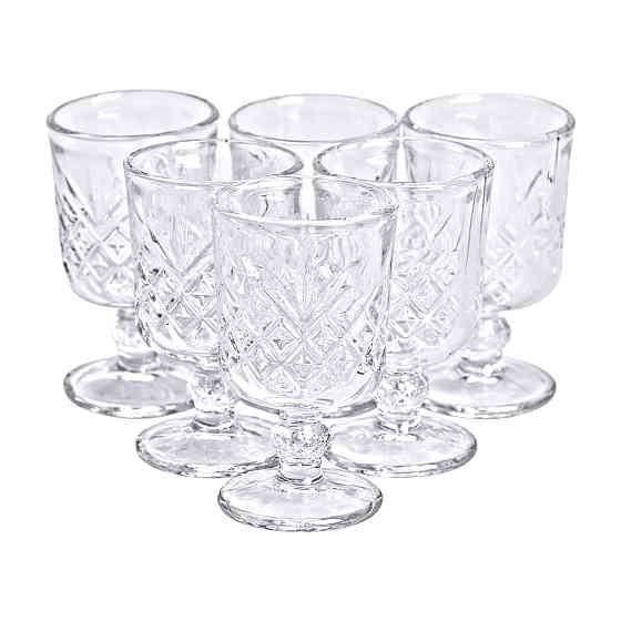 Yiwu Набір чарок на ніжці 6 шт 60 мл скляні чарки для горілки, настоянки HP-YH-42 Киев