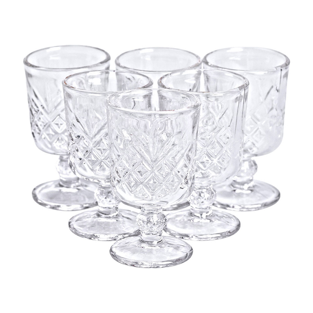 Yiwu Набір чарок на ніжці 6 шт 60 мл скляні чарки для горілки, настоянки HP-YH-42 Киев - изображение 2