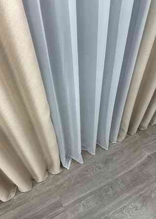 Шторна тканина, льон-блекаут з фактурою "Льон мішковина" колір холодний бежевий 1080ш Київ