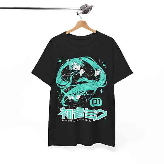 Футболка для хлопчика з аніме принтом Хатсуне Міку Аніме Гірл оверсайз (зріст від 165 до 180) Чорний AnimeJ0226m Дніпро