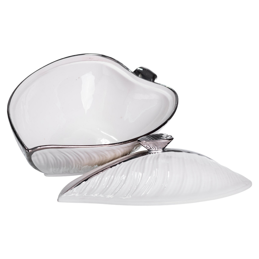 Yiwu Супниця 800 (мл) порцелянова 26×18×14 (см) з кришкою Білий з сріблом XL-4074AS Коломия - фото 3