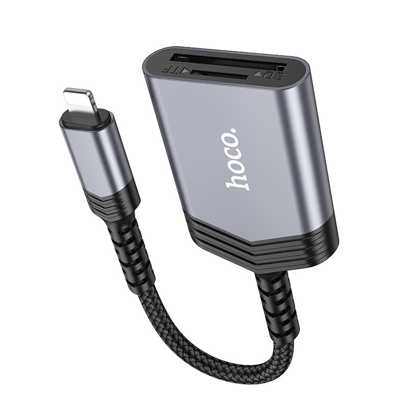Кардридер HOCO UA25 2-in-1 card reader iP Metal Gray Одесса - изображение 3