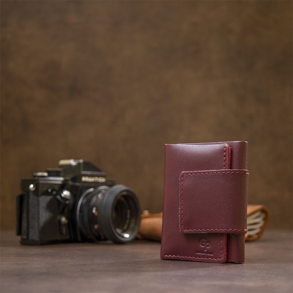 Глянсове шкіряне портмоне GRANDE PELLE 11456 Бордовий Київ - фото 9