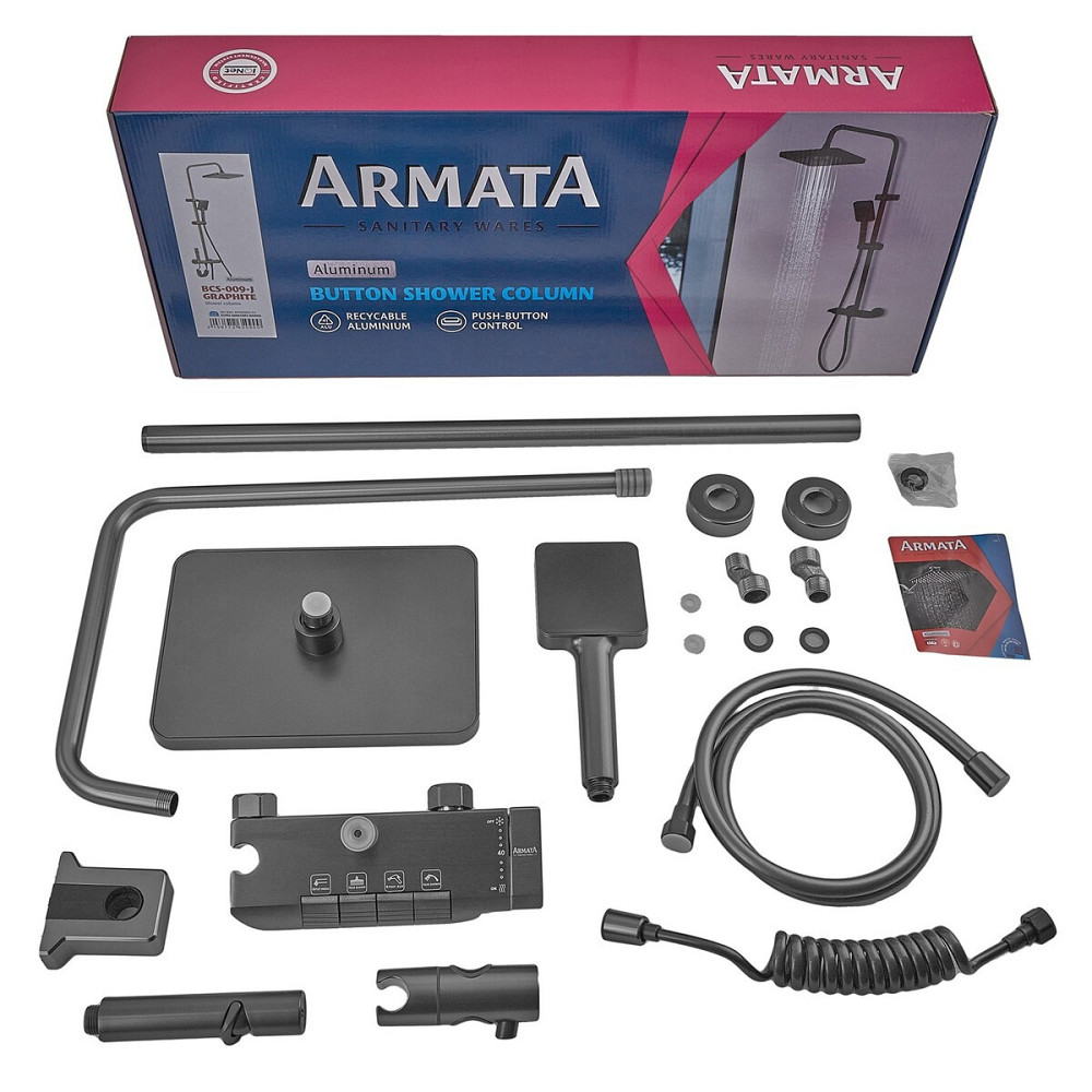 Душова колона Armata BCS-009-J Graphite з кнопковим змішувачем, 4 режими (CH650) Харків - фото 8