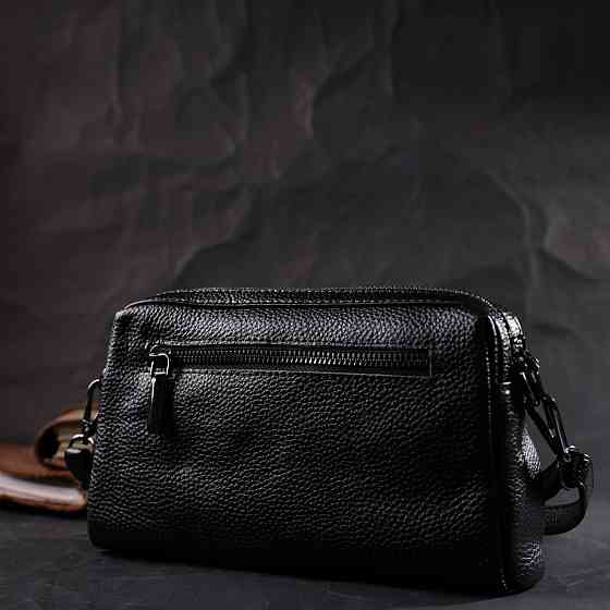 Жіноча сумка-клатч із м'якої натуральної шкіри Vintage 22375 Чорна Київ