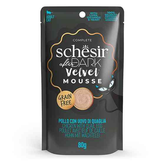 Schesir After Dark Chicken With Quail Egg ШЕЗІР КУРКА З ПЕРЕПЕЛИНИМ ЯЙЦЕМ мус, натуральні консерви для котів, пауч 80г Київ