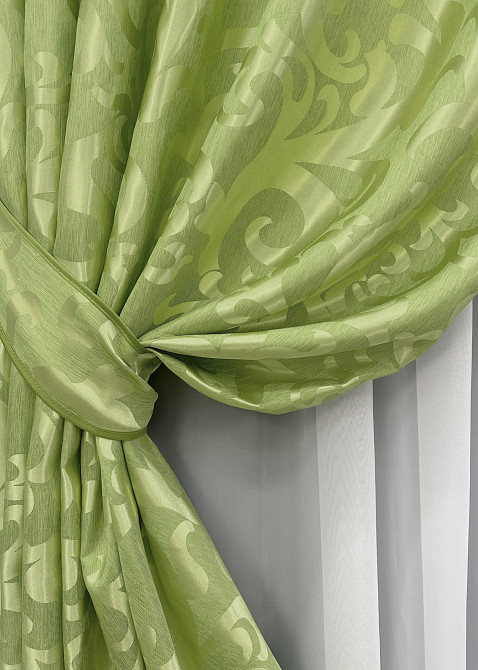 Комплект готових штор VR-Textil Жакард Вензель № 297ш Салатовий 150х270 см 2 шт (30-047) Київ - фото 5