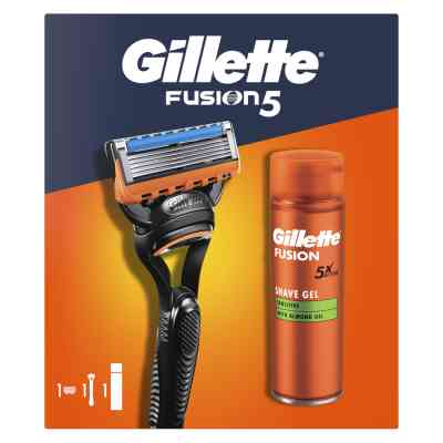 Набір косметики Gillette Fusion5 Станок для гоління чоловічий (бритва) з 1 змінним картриджем + Гель для гоління 200 мл (8700216534048) Вінниця