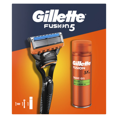 Набор косметики Gillette Fusion5 Станок для бритья мужской (бритва) с 1 сменным картриджем + Гель для бритья 200 мл (8700216534048) Винница - изображение 2