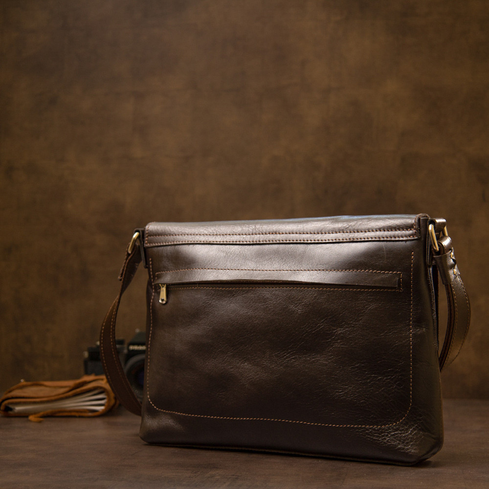 Кожаная мужская сумка GRANDE PELLE 11430 Коричневый Киев - изображение 3