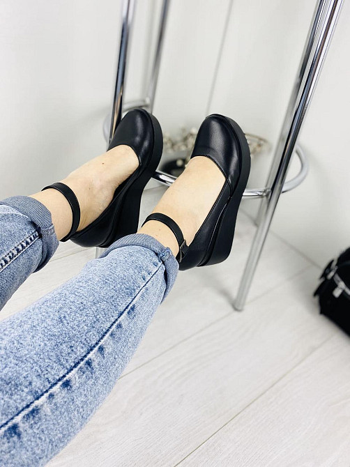 Туфлі жіночі Т-лето чорні шкіра натуральна платформа 2/7 см 39 р. (2732) Коломия - фото 2