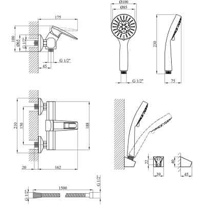 Душевой гарнитур Kroner Kante-C050 (CV023583) Винница