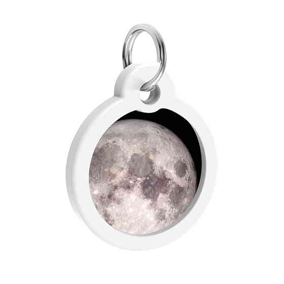 Адресник для собак і котів металевий WAUDOG Smart ID з QR паспортом, малюнок "Місяць", коло, Д 30 мм Київ