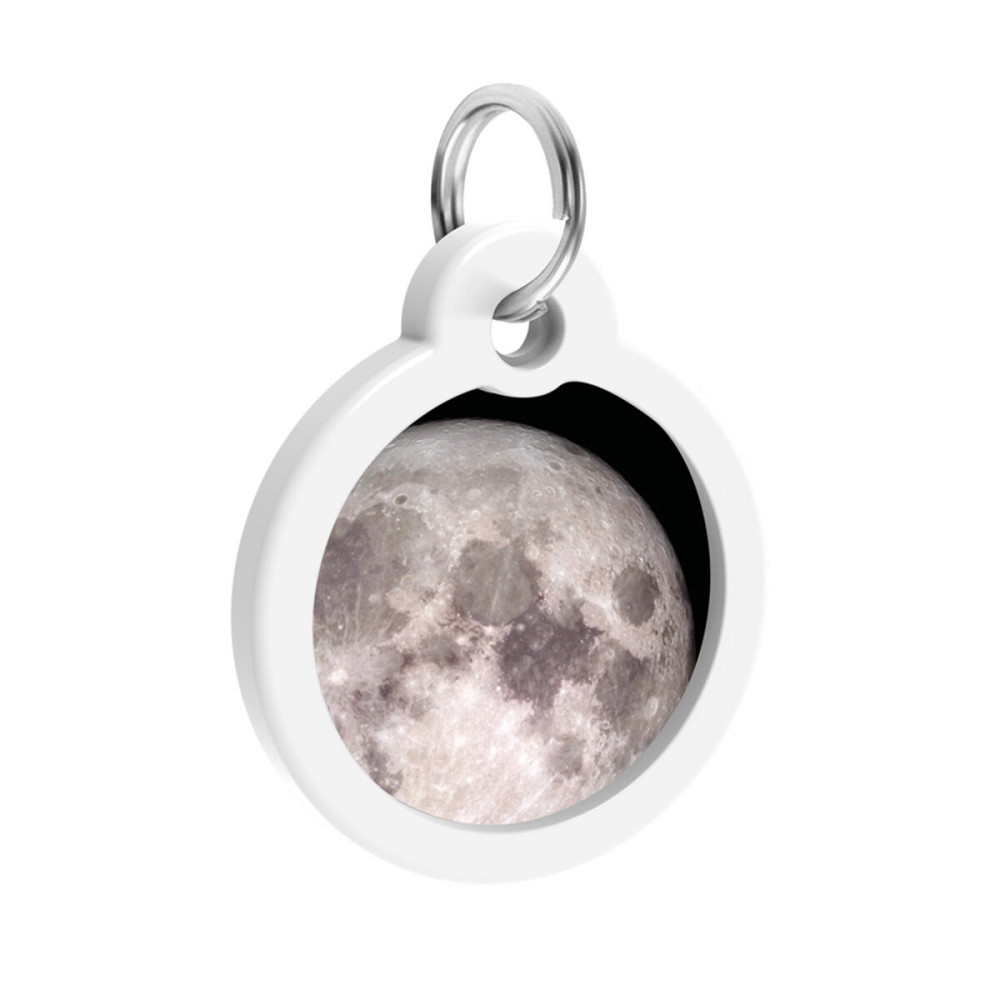 Адресник для собак і котів металевий WAUDOG Smart ID з QR паспортом, малюнок "Місяць", коло, Д 30 мм Київ - фото 4