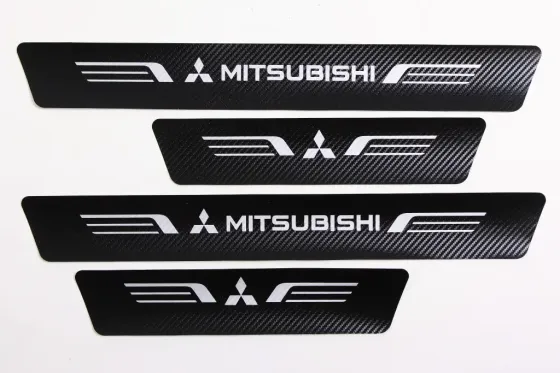 Наклейка на пороги Mitsubishi черный карбон Автограф (4 шт.) Винница