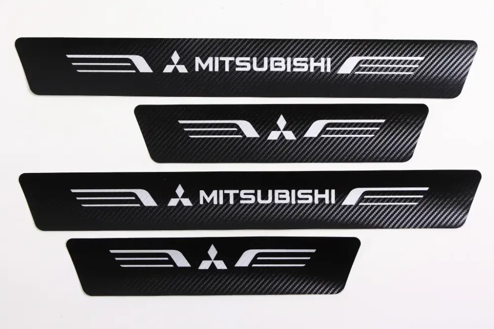 Наклейка на порога Mitsubishi чорний карбон Автограф (4 шт.) Вінниця - фото 1