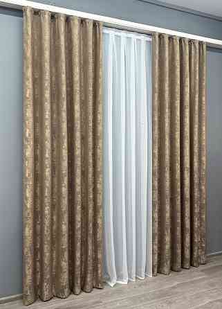 Комплект готовых штор VR-Textil Жаккард Sultan YL № 1207ш Капучино 100х270 см 2 шт (31-549) Киев