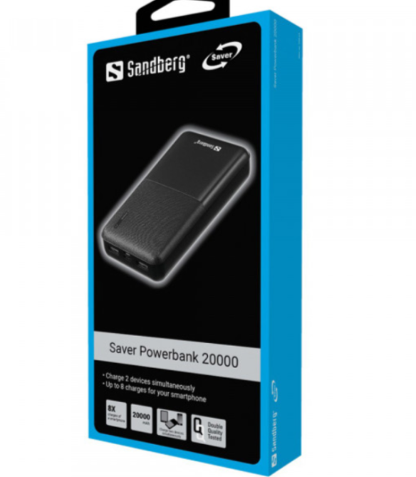 УМБ Sandberg 20000mAh Saver UPS mode, 2xUSB, 2.4A, Type-C + MicroUSB Київ - фото 2