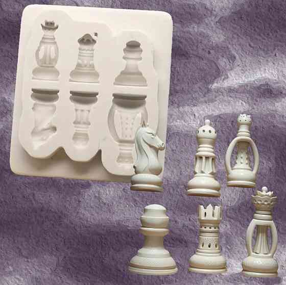 Молд силиконовый Шахматы маленький 80 на 70 мм серый Киев