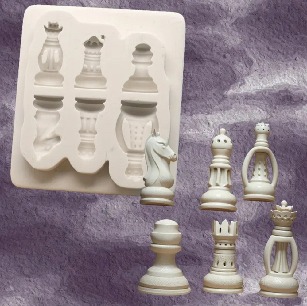 Молд силиконовый Шахматы маленький 80 на 70 мм серый Киев - изображение 4