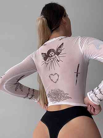 Жіночий трендовий топ-сітка з імітацією татуювань Одеса