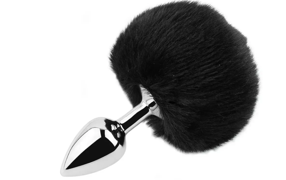 Анальная пробка с хвостом EGZO - Bunny Tail Silver Plug Black, size S Sex Aura Киев - изображение 1
