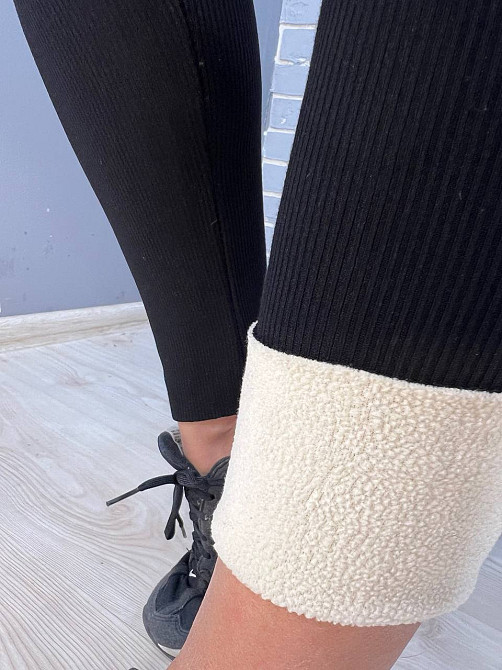 Лосини жіночі Ластівка 5247 рубчик широкий пояс утеплені на хутрі чорні, чорний, S Київ - фото 9