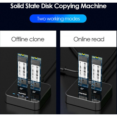 Док-станция для накопителей Maiwo 2*NVMe M.2 SSD Key M/B+M USB 3.1 Gen2 Type-C (K3016P) Винница - изображение 8