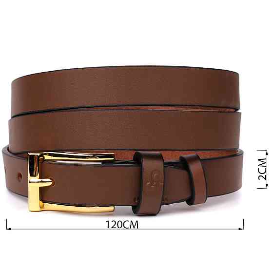 Модний вузький шкіряний ремінь для жінок GRANDE PELLE 22954 Світло-коричневий Київ