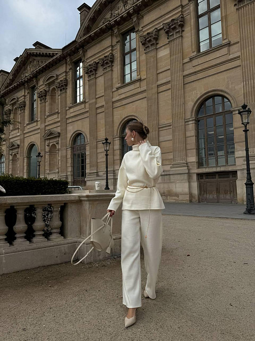 Жіночий базовий костюм-двійка: светр і штани турецьке в'язання Білий, 42/46 Одеса - фото 5