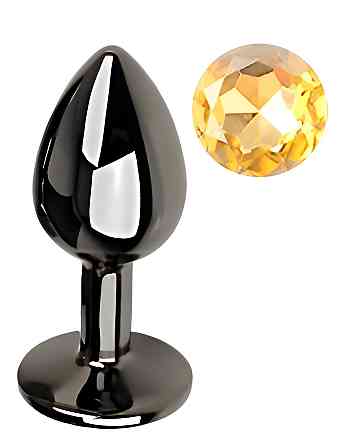 Анальная пробка с кристаллом EGZO - Dark Gray Round Plug Lime, size S Sex Aura Киев