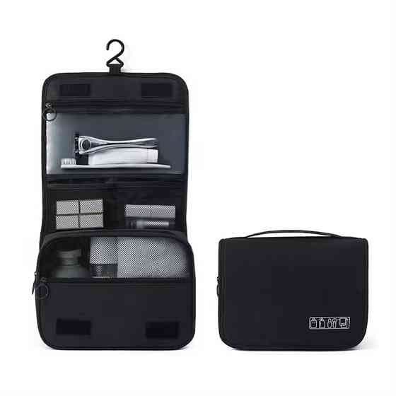 Косметичка з підвісним гачком дорожня для ванної, чорна Кам'янець-Подільський