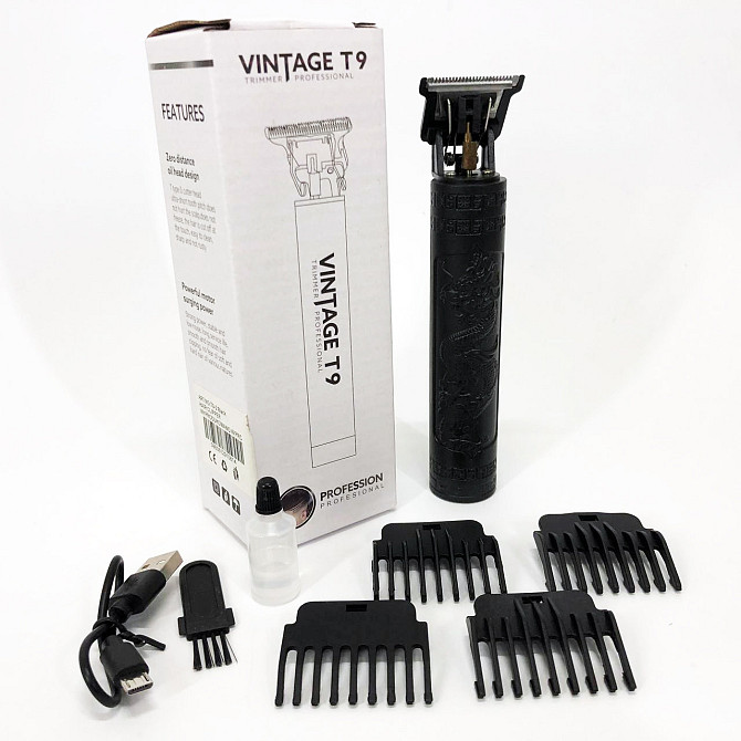 Машинка для стрижки волосся Vintage T9-2 BLACK AV-462 4 насадки Київ - фото 8