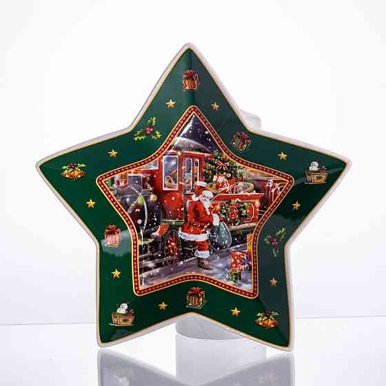 Блюдо сервировочное новогоднее для закусок Santa 25.5 (см) из фарфора HP-SDHK-20 Киев