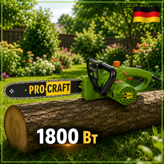 Пила ланцюгова електрична Procraft  бічна,Електропила ланцюгова 1.8 кВт  шина 350 мм,Тиха ланцюгова пила 3/8 крок Львів