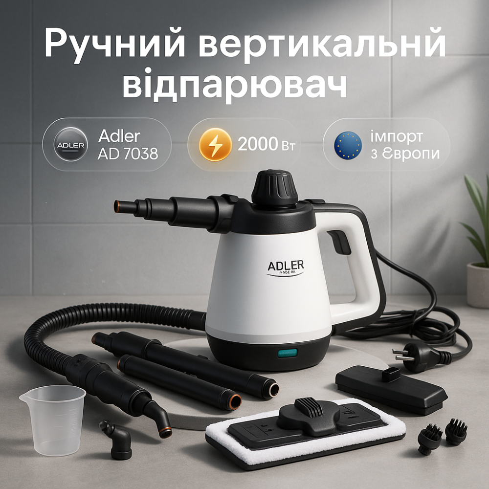 Пароочиститель для дома и автомобиля ручной электрический Adler AD 7038 2000Вт 450мл паровая швабра XD-31 Львов - изображение 8