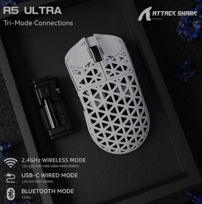 Топова миша Attack Shark R5 Ultra 42000dpi 8К карбон 39 грам. Харків - фото 2