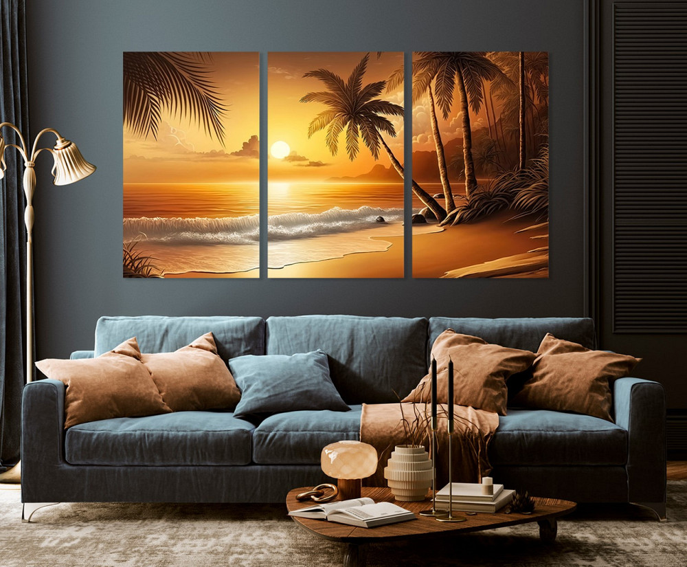 Модульная картина в гостиную / спальню   Захід сонця    ART-216_3A 100х150 см Киев - изображение 3