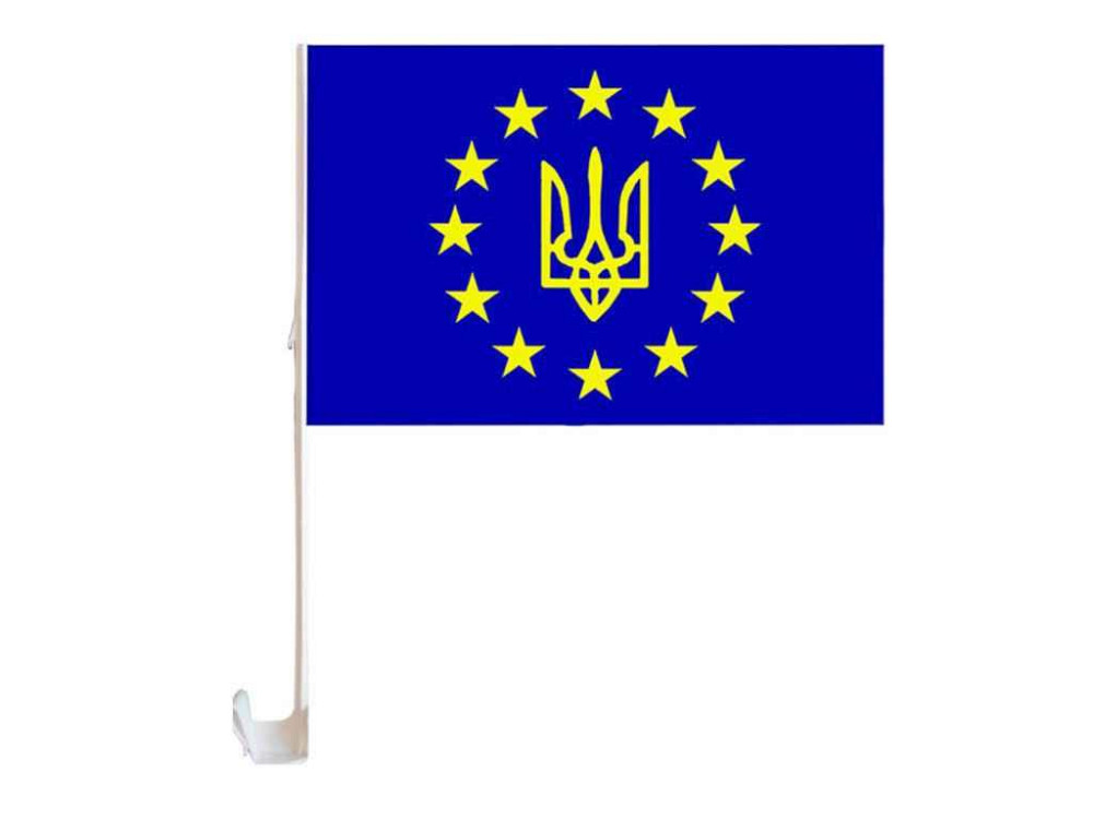 Прапор на бокове скло авто ЄВРОСОЮЗ тризуб 30см*45см ТМ Україна Київ - фото 1