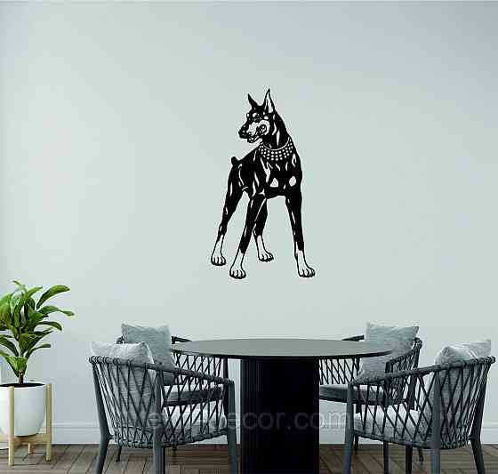 Декоративне настінне Панно «Доберман», Декор на стіну 90*49 см, Чорний Київ