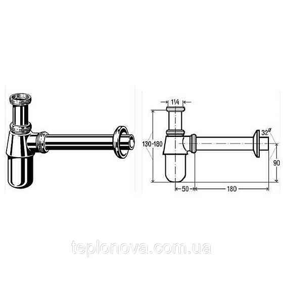 Сифон для раковины VIEGA 1 1/4″ х1 1/4″ метал. хром бутыл. б/г 100674 Черновцы