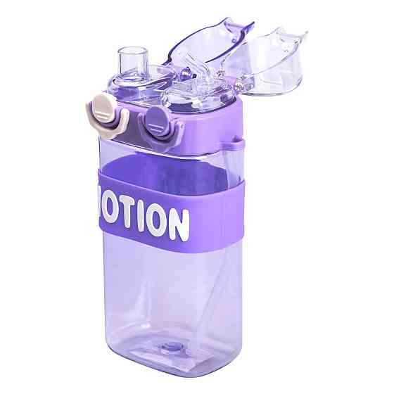 Пляшка для води з трубочкою 550 мл спортивна пластикова пляшка для тренувань Фіолетова HP-14-49V Коломия