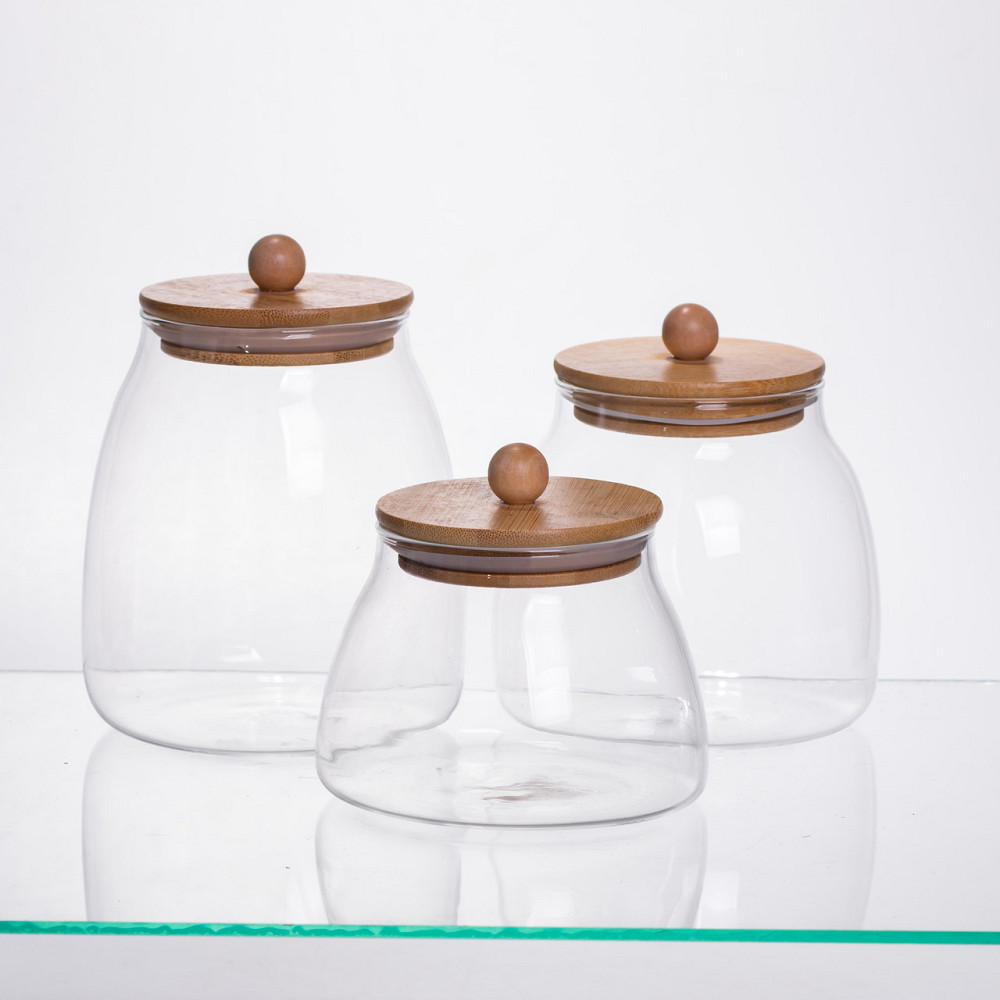 Набір банок для сипучих продуктів 3 штуки 0.5/0.8/1 л з бамбуковими кришками 64486-57 Коломия - фото 2