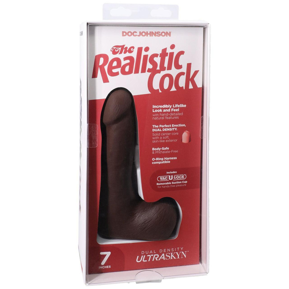 Фалоімітатор Doc Johnson The Realistic Cock ULTRASKYN - 7 Inch with Balls Chocolate Sex Aura Київ - фото 8