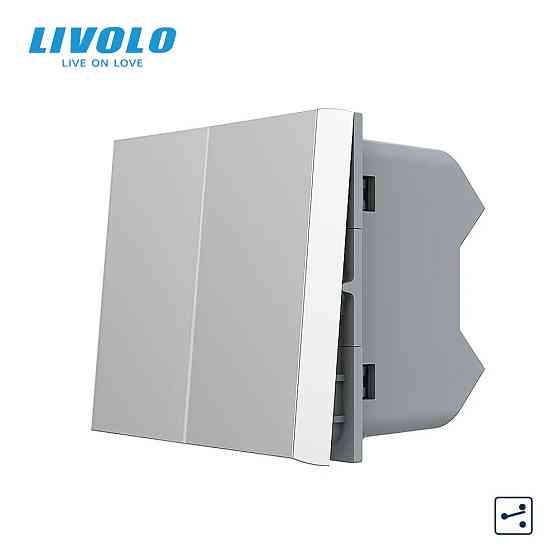LIVOLO 2-клавішний прохідний вимикач LIVOLO, сірий, модуль без рамки (VL-FCMKS-1IP) Коломыя