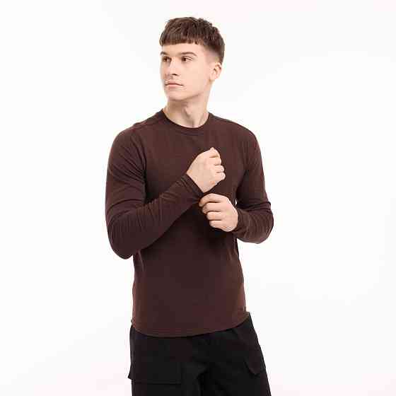 Шоколадный мужской лонгслив Pobedov Dune. Черная мужская кофта из кулира Киев